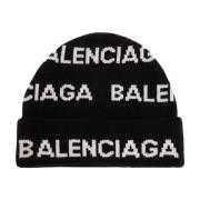 Beanie met logo Balenciaga , Black , Dames