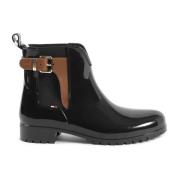 Zwarte Leren Enkellaarzen met 3cm Hak Tommy Hilfiger , Black , Dames