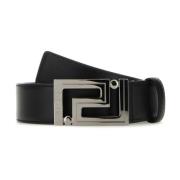 Zwarte leren Riem - 4 cm hoogte Versace , Black , Heren