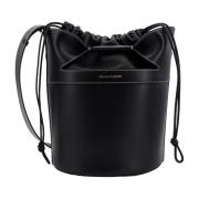 Zwarte Bucket Bag Rugzak met Leren Trekkoord Alexander McQueen , Black...