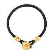 Medusa Biggie Leren Armband Versace , Black , Dames