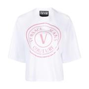 Witte T-shirts Polos voor Vrouwen Versace Jeans Couture , White , Dame...