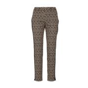 Gestreepte polyester broek met ritssluiting en knoopsluiting Simona Co...