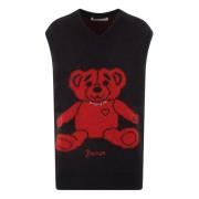 Zwarte Mohair Bear Intarsia Trui Alessandra Rich , Black , Dames