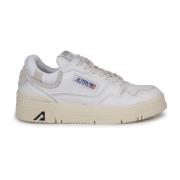 Lage leren sneakers met logo patch Autry , White , Dames