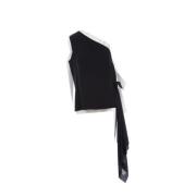 Zwarte One-Shoulder Top met Laser Gesneden Bandana Detail Givenchy , B...