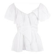 Witte Voile Top met Ruches Chloé , White , Dames