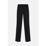 Rechte Pijp Wol Gabardine Broek met Re-Nylon Tailleband Prada , Black ...