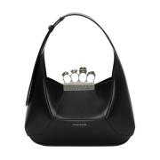 Swarovski Juwelen Hobo Tas in Zwart Leer Alexander McQueen , Black , D...