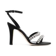 Zwarte Sandalen met Kristallen Manolo Blahnik , Black , Dames