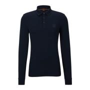 Heren Oranje Polo Shirt met Lange Mouwen Hugo Boss , Blue , Heren