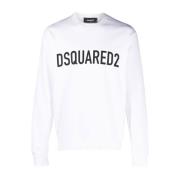 Witte Katoenen Jersey Sweater met Logo Print Dsquared2 , White , Heren