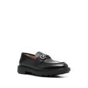 Zwarte Loafers van Geborsteld Leer met Gancini-detail Salvatore Ferrag...