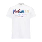 T-shirt met logo print Alexander McQueen , White , Heren