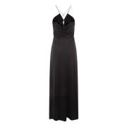 Zwarte mouwloze jurk met Vhals en uitsnijding Ganni , Black , Dames