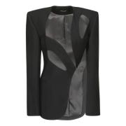 Zwarte Damesjas met Zijdelingse Vetersluiting Mugler , Black , Dames