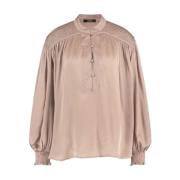 Zachte Taupe Smocked Blouse Ibana , Beige , Dames