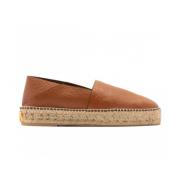 Logo-Plaque Leren Espadrilles Valentino Garavani , Brown , Dames