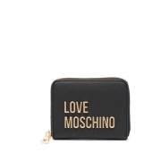 Zwarte Portemonnee met Logo en Rits Love Moschino , Black , Dames