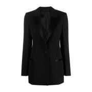 Zwarte Smokingjas met Satijnen Details Givenchy , Black , Dames
