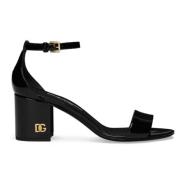 Zwarte Patentleren Sandalen Dolce & Gabbana , Black , Dames