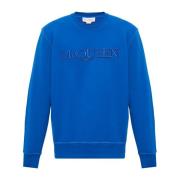 Sweatshirt met logo Alexander McQueen , Blue , Heren