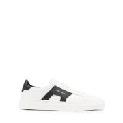 Witte Lage Sneakers van Leer met Dubbele Gesp Detail Santoni , White ,...