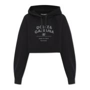 Cropped hoodie met logo Dolce & Gabbana , Black , Dames