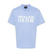 Lichtblauwe T-shirts en Polos Versace Jeans Couture , Blue , Heren