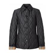 Zwarte Diamond Quilted Thermoregulated Jas Burberry , Black , Dames