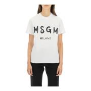 T-shirt met graffiti-logo Msgm , White , Dames