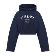 Hoodie met logo Versace , Blue , Dames