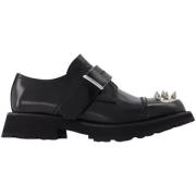 Zwarte leren flats Alexander McQueen , Black , Dames