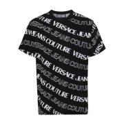 Zwarte T-shirts Polos voor Heren Versace Jeans Couture , Black , Heren