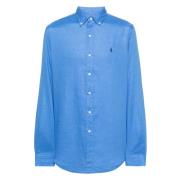 Geborduurd Linnen Overhemd Ralph Lauren , Blue , Heren
