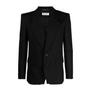 Zwarte wollen enkellange jas met inkeping revers Saint Laurent , Black...