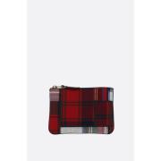 Rode Tartan Patchwork Portemonnee met Gouden Hardware Comme des Garçon...