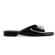 Zwarte Patentleren Slides Gucci , Black , Dames