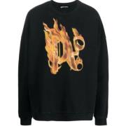 Logo Crew Neck Sweater Palm Angels , Black , Heren