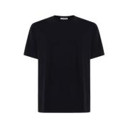 Effengekleurde Katoenen Scoop Neck T-Shirt Jil Sander , Black , Heren