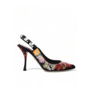 Zwarte Bloemenkristal Slingbacks Dolce & Gabbana , Black , Dames