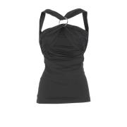 Stijlvolle Gedrapeerde Mouwloze Top The Attico , Black , Dames