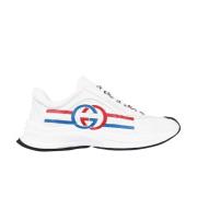 Witte Leren Sneakers met GG Detail Gucci , White , Heren