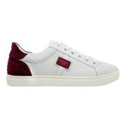 Witte Leren Sneakers met Logo Detail Dolce & Gabbana , White , Heren