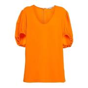 Oranje Ballonmouw Viscose T-Shirt Stella McCartney , Orange , Dames