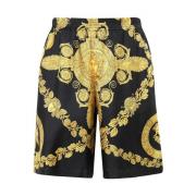 Luxe zwarte zijden shorts met trekkoord in de taille Versace , Black ,...