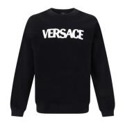 Zwarte Logo Sweatshirt voor Heren Versace , Black , Heren
