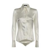 Zijden Wit Overhemd met Lange Mouwen Dolce & Gabbana , White , Dames