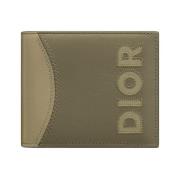 Groene Leren Bi-Fold Portemonnee met Logo Detail Dior , Green , Heren