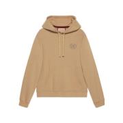 Beige Katoenen Hoodie met Interlocking G Logo Gucci , Beige , Heren